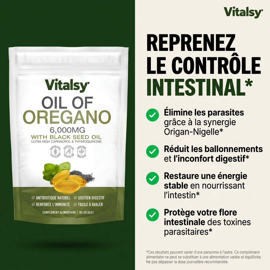 Vitalsy™ — Oil of Oregano with Black Seed Oil — Formule Anti-Parasitaire